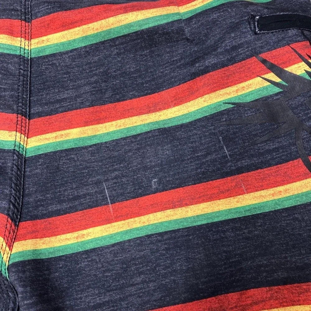 Vintage Lost Enterprises Board Shorts Rasta Striped Surf Skate Swim Y2K Mens 32
